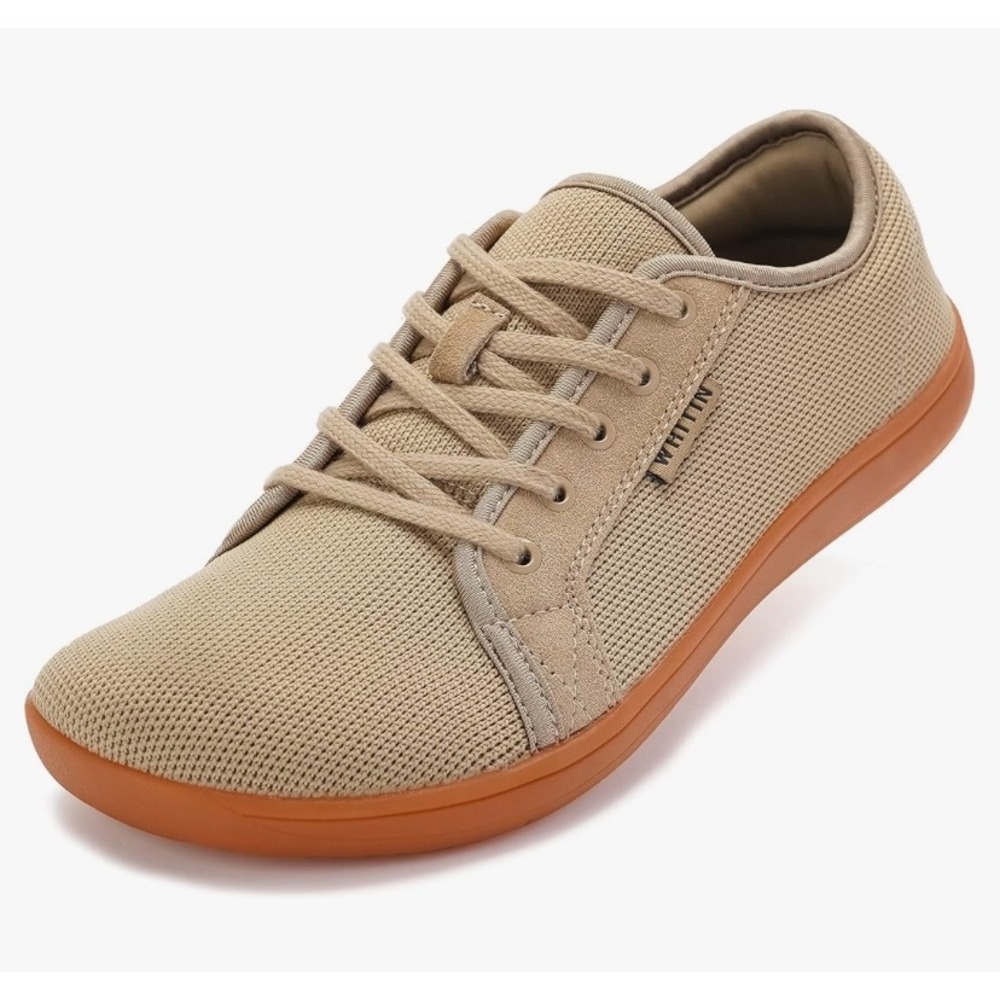 WHITIN Mens Wide Minimalist Barefoot Sneakers Tan Zero Drop Sole Size 40